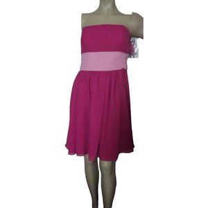 Pretty Maids Dress 14 Magenta Aurora Short Pink Strapless Hot L bridesmaid